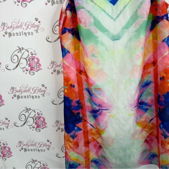 Papillon Blanc Multicolor Dress watercolor tank style tie dye Aztec - Picture 3 of 11